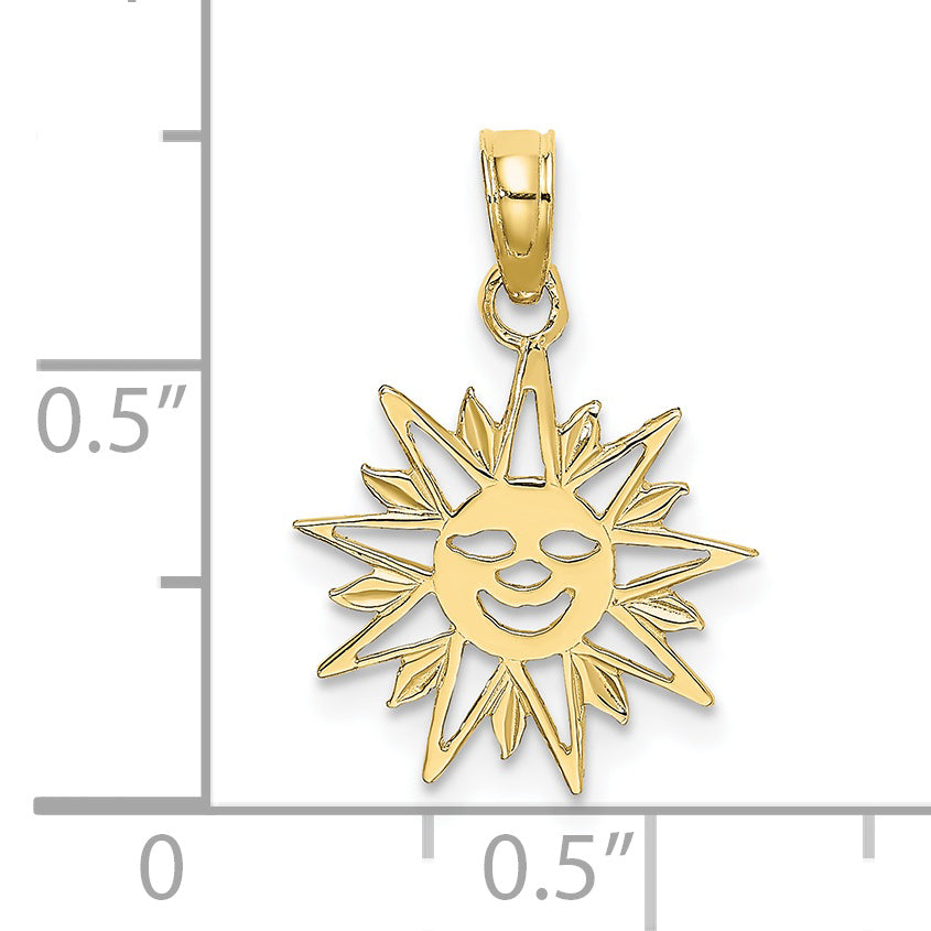 10K Smiling Sun Charm