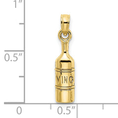 10K Wine Bottle Charm