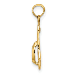 10K Single Polished Strap Flip-Flop Charm
