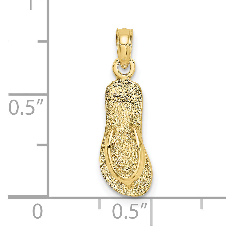 10K Single Polished Strap Flip-Flop Charm