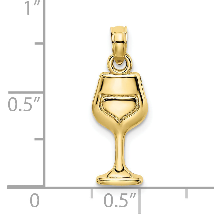 10K Wine Glass Charm