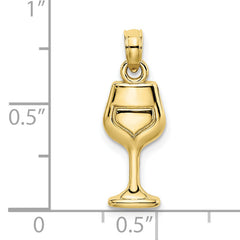 10K Wine Glass Charm