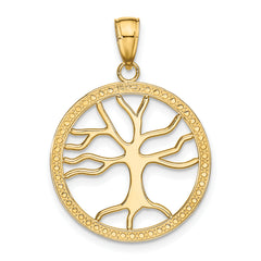 10K Large Tree Of Life In Round Frame Charm