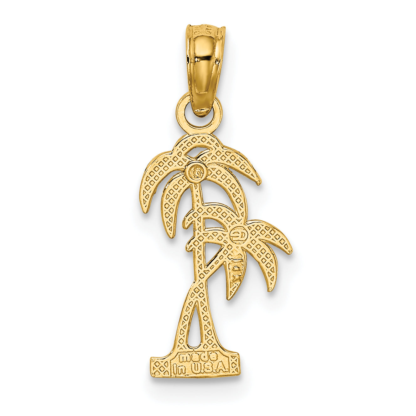 10K Textured Double Palm Tree Charm