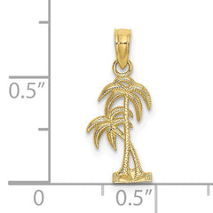 10K Textured Double Palm Tree Charm