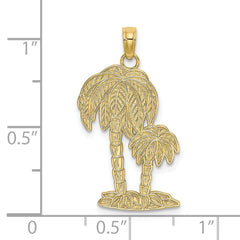 10K 2-D Textured Double Palm Trees Charm