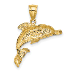 10K 2-D Polished and Engraved Dolphin Charm
