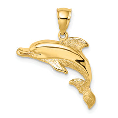 10K 2-D Polished and Engraved Dolphin Charm