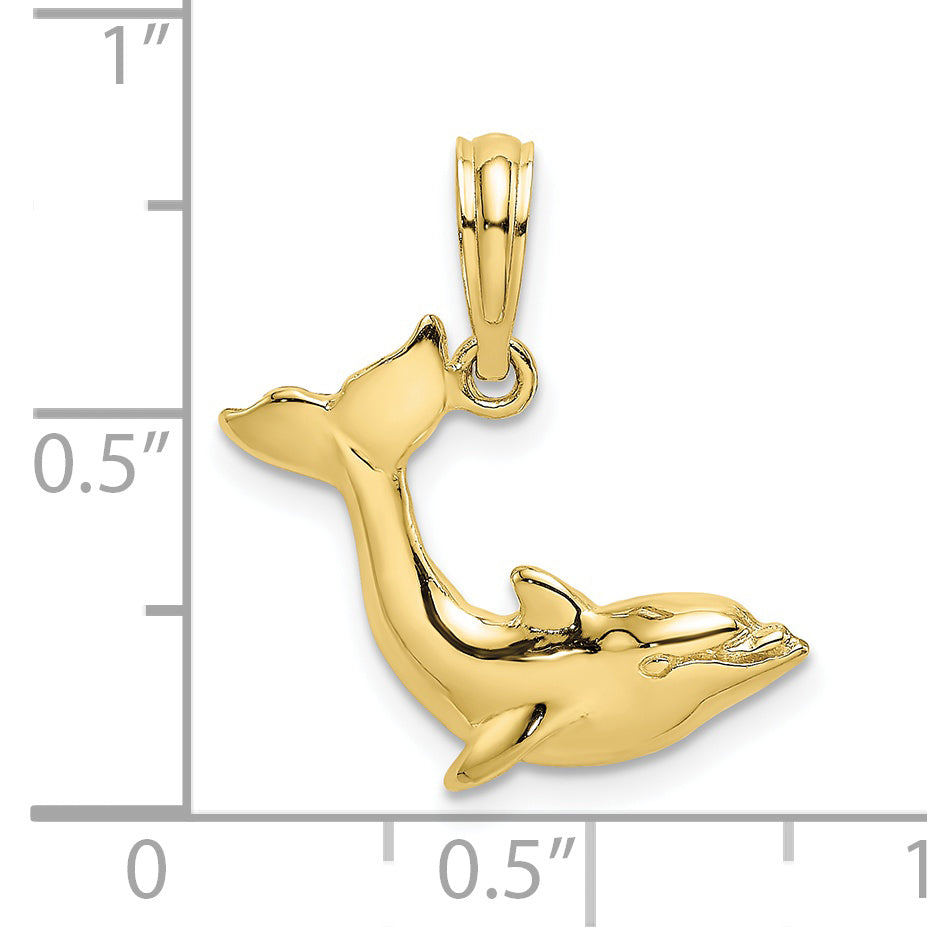 10K Textured Dolphin Jumping Charm