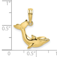10K Textured Dolphin Jumping Charm