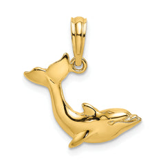 10K Textured Dolphin Jumping Charm