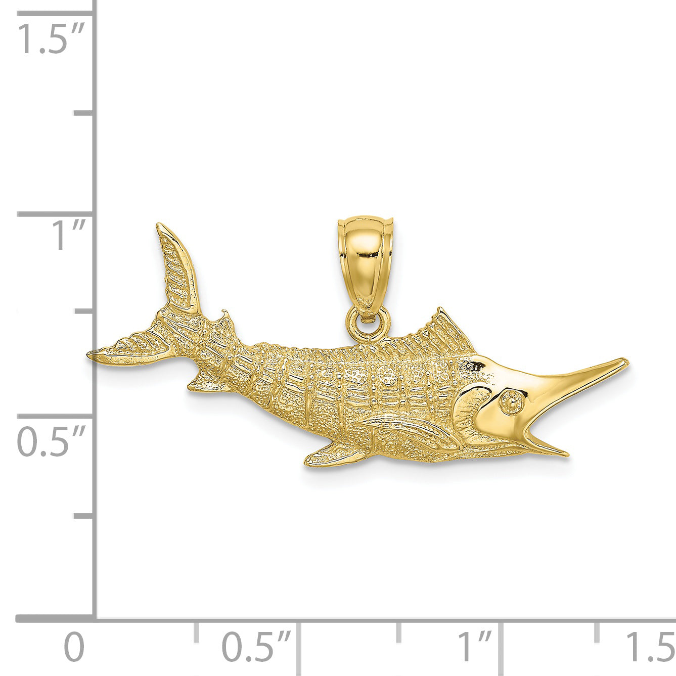 10K 2-D Textured Marlin Fish Charm