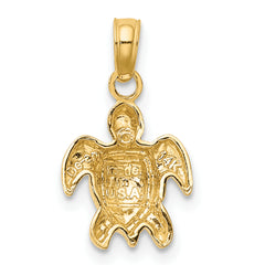 10K Textured Mini Sea Turtle Charm