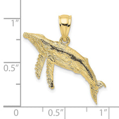 10K 2-D Textured Whale Charm