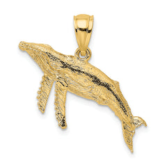 10K 2-D Textured Whale Charm