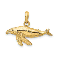 10K 2-D Whale Charm