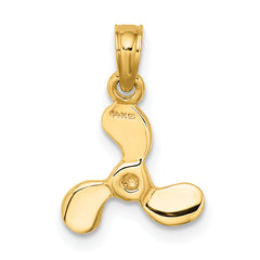 10K 3-D Polished Mini Three Blade Propeller Charm