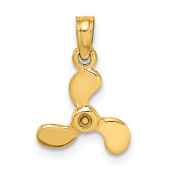10K 3-D Polished Mini Three Blade Propeller Charm