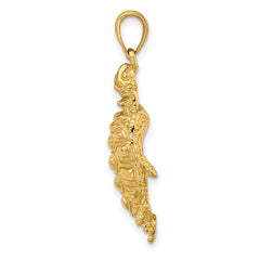 10K 2-D Sea Turtle W/ Spiny Shell Charm