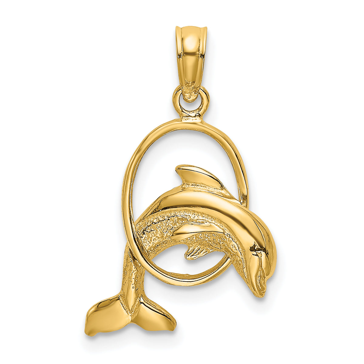 10K Polished Dolphin Jumping Through Hoop Charm