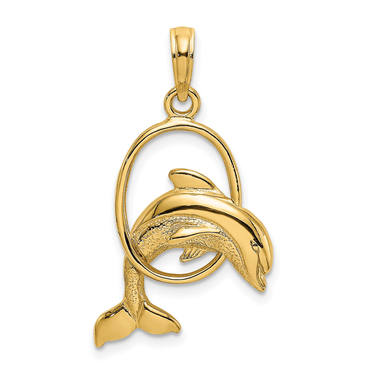 10K Polished Dolphin Jumping Through Hoop Charm