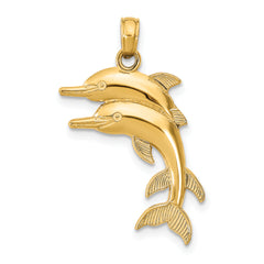 10K 2-D Two Jumping Dolphins Charm