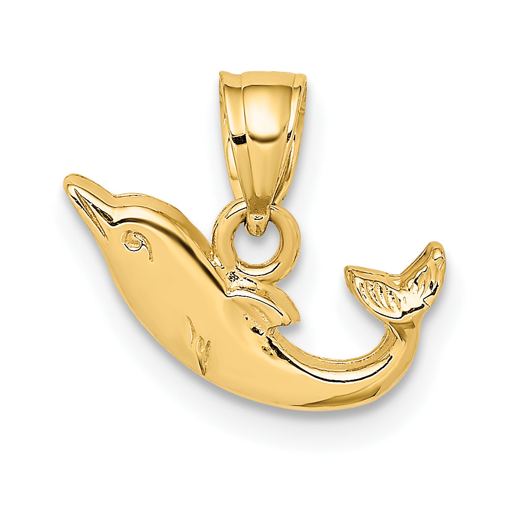 10K Polished Mini Dolphin Charm