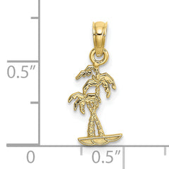 10K Texture Mini Double Palm Trees Charm