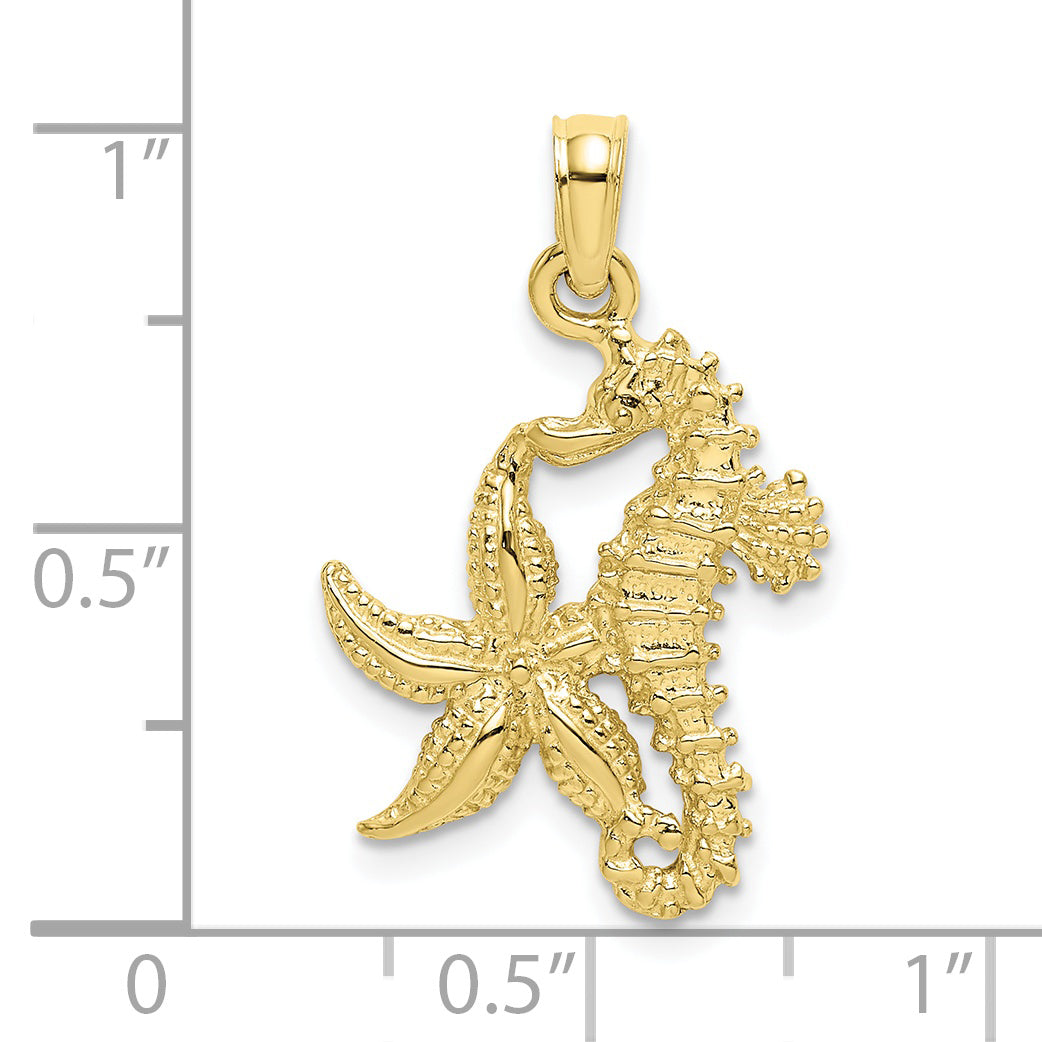 10K Starfish and Seahorse Charm