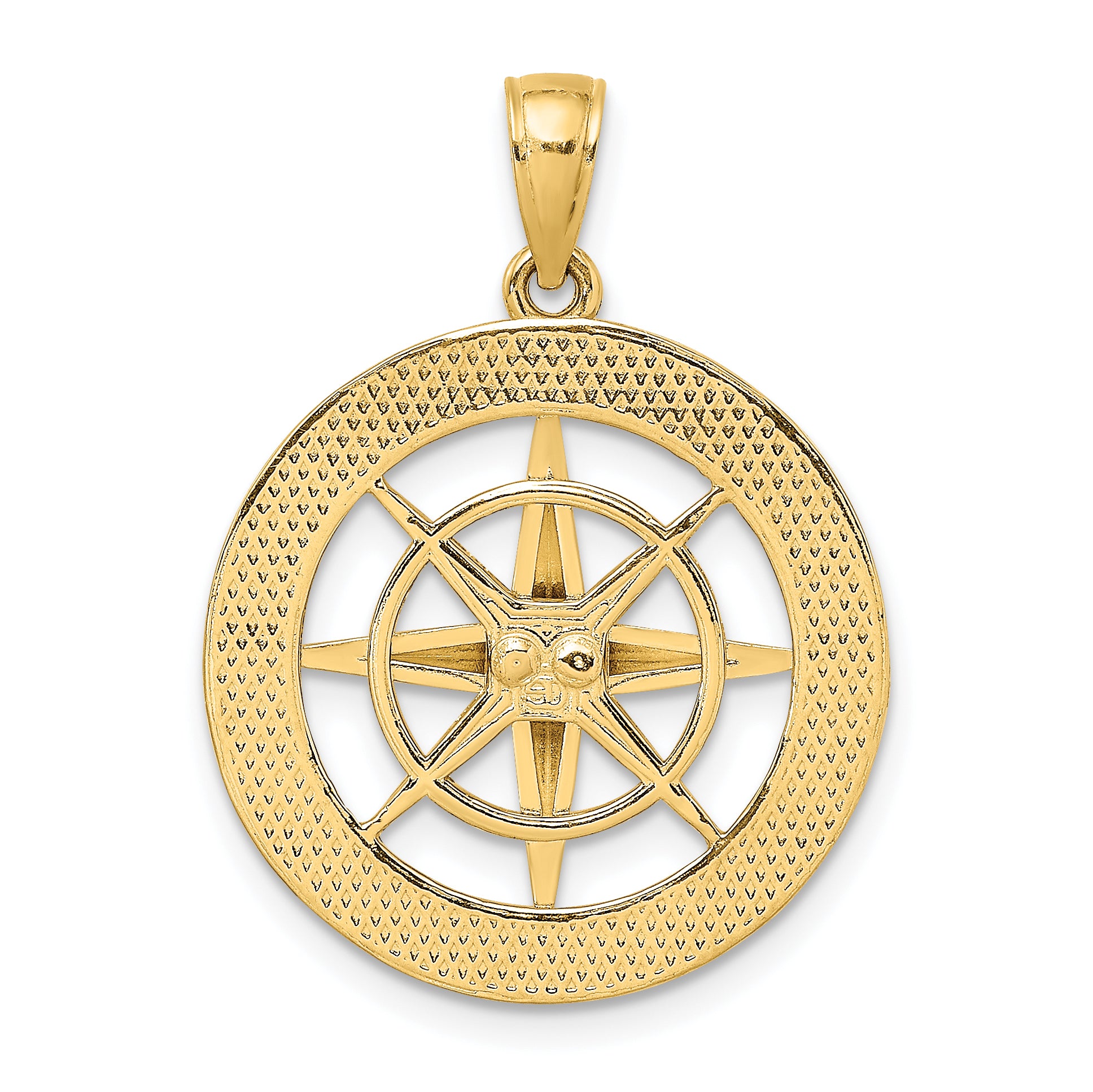 10K Nautical Compass Charm