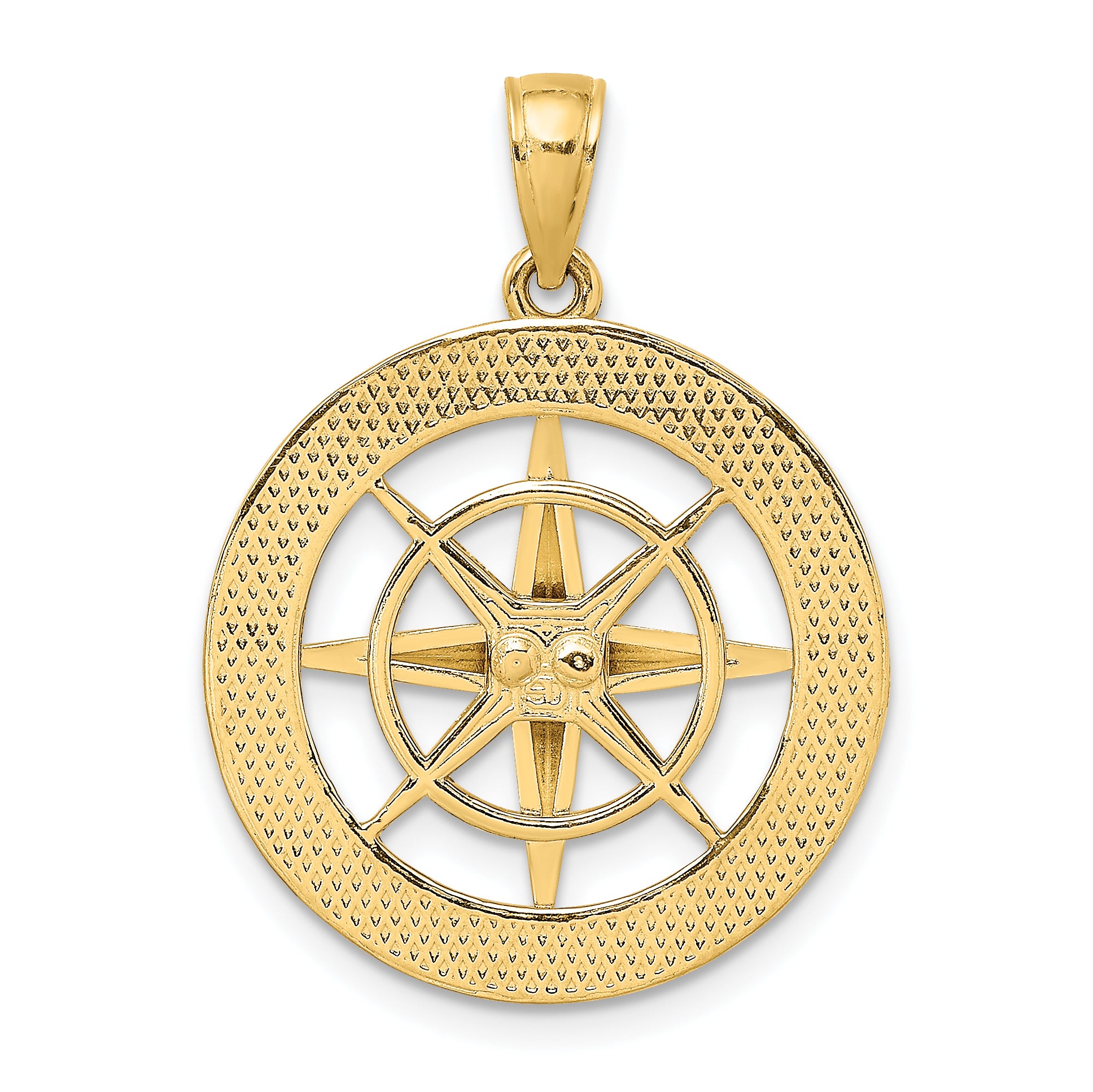 10K Nautical Compass Charm