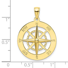 10K Nautical Compass Charm