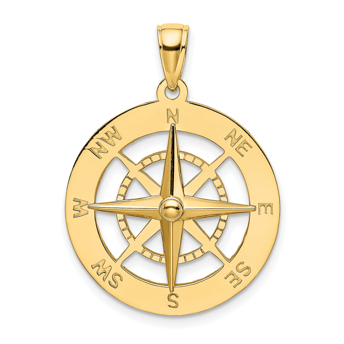 10K Nautical Compass Charm