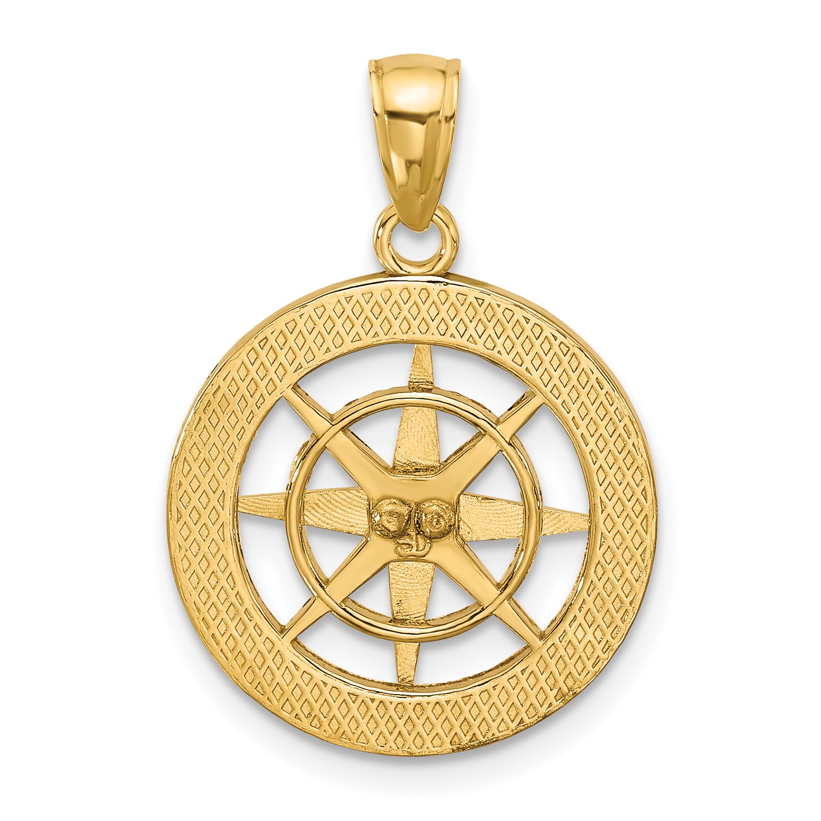 10K Nautical Compass Charm