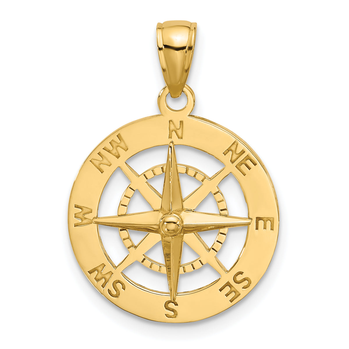 10K Nautical Compass Charm