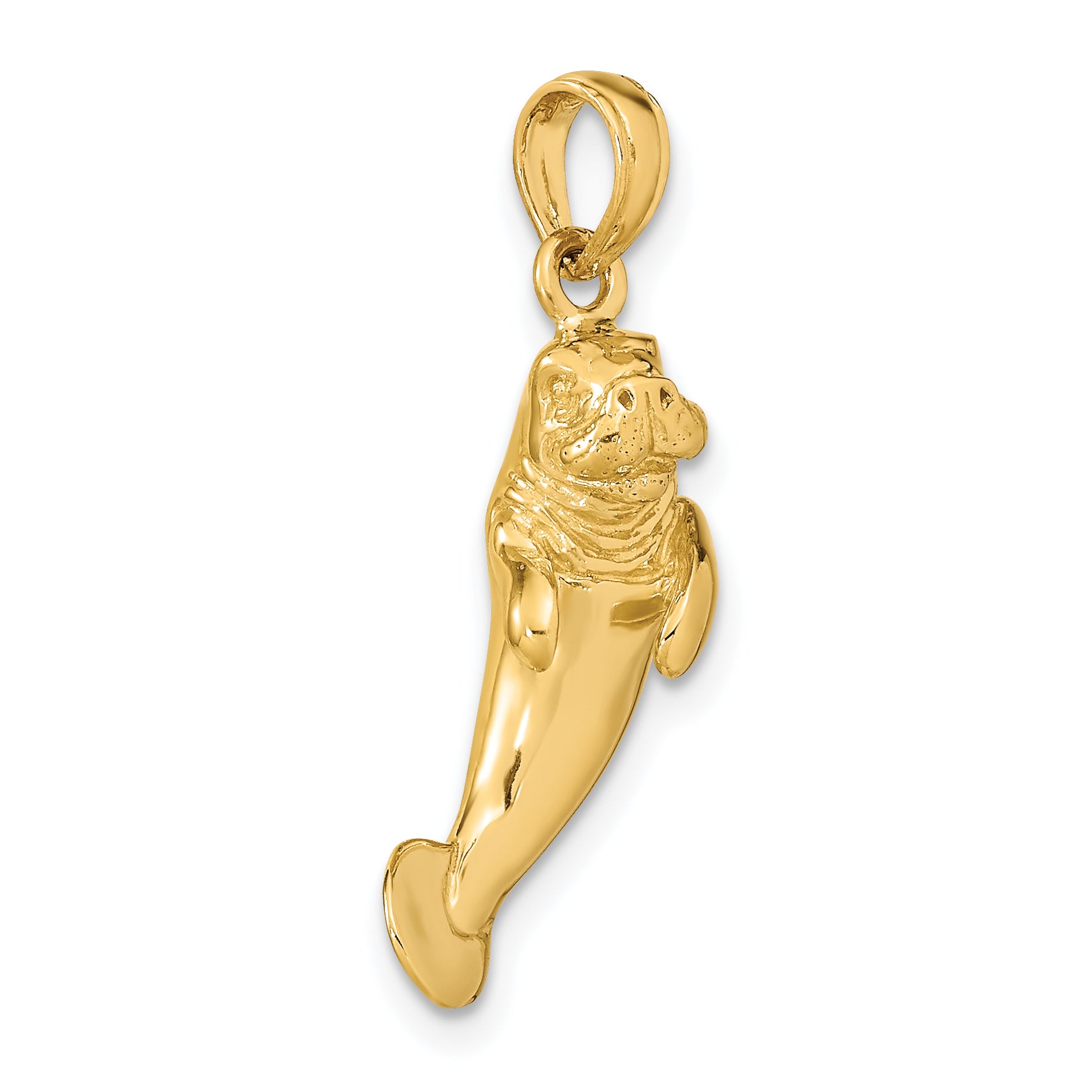 10k 3-D Polished Manatee Charm