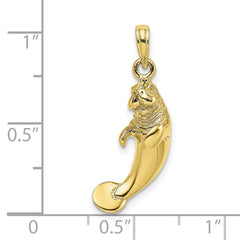 10k 3-D Polished Manatee Charm