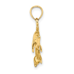 10K 2-D and Polished Swimming Dolphin Charm