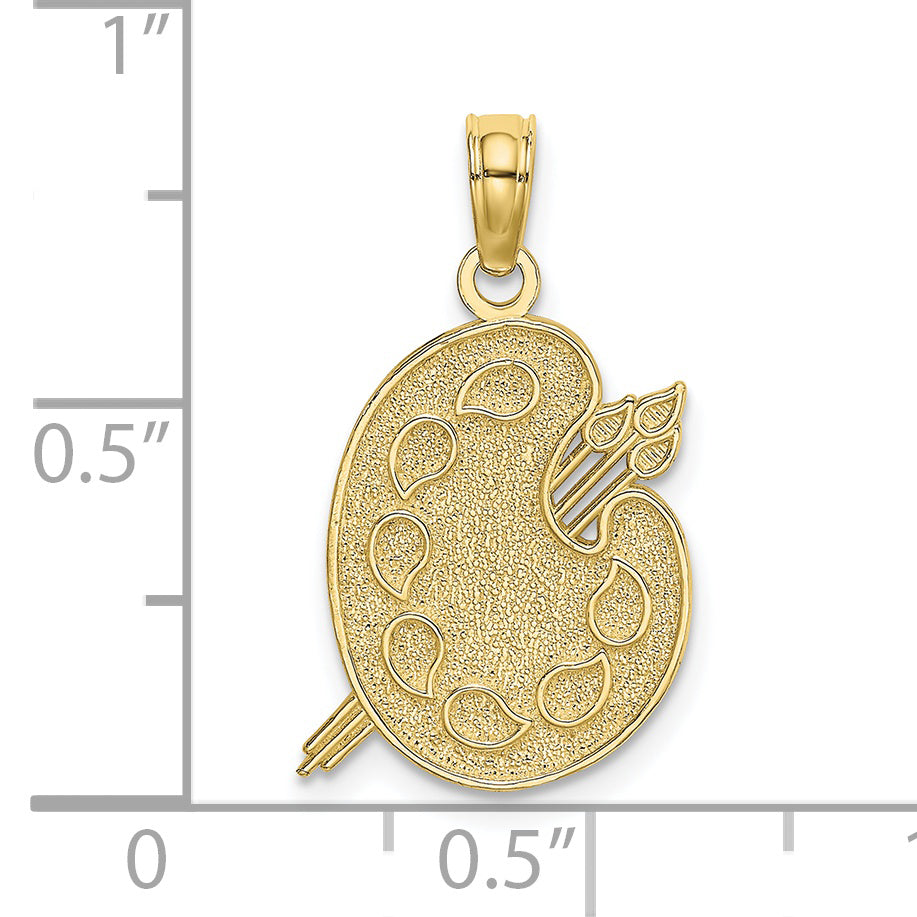 10K Engraved Textured Painters Pallet Charm