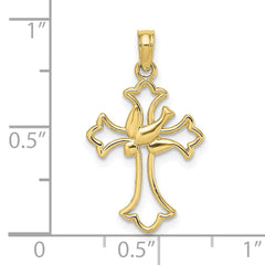 10K Cut-Out Dove Center Cross Charm