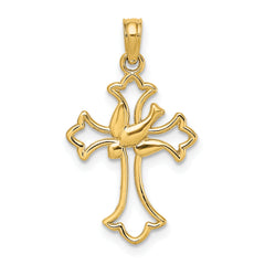 10K Cut-Out Dove Center Cross Charm