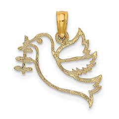 10K Cut-Out Dove with Olive Branch Charm