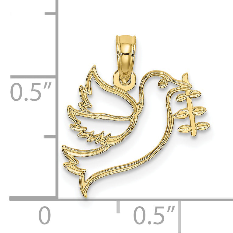 10K Cut-Out Dove with Olive Branch Charm