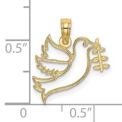 10K Cut-Out Dove with Olive Branch Charm