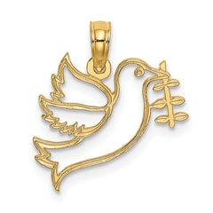 10K Cut-Out Dove with Olive Branch Charm