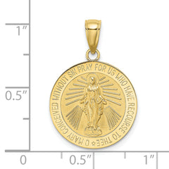 10K Polished and Satin Miraculous Medal Charm