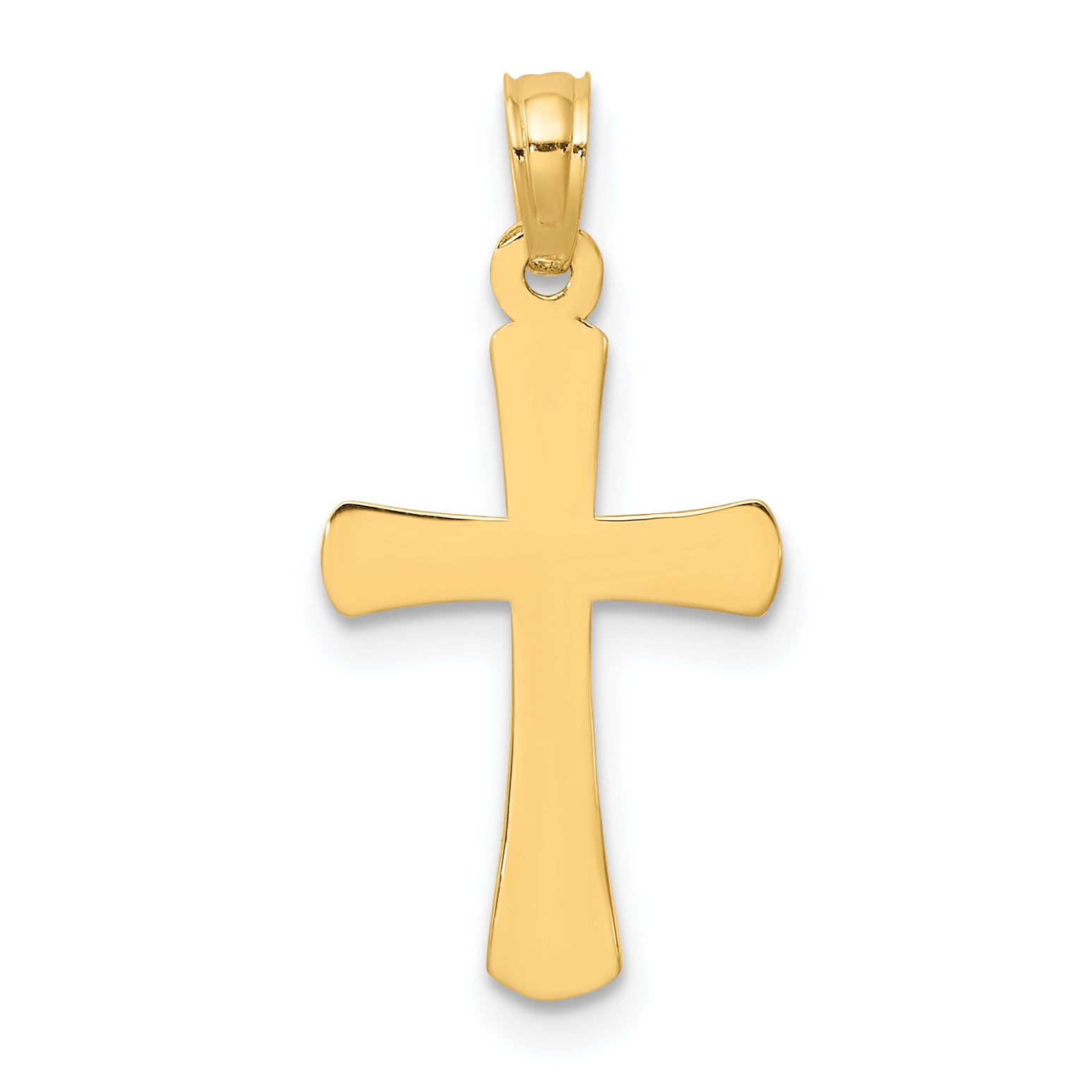 10K Polished Beveled Cross w/ Round Tips Charm