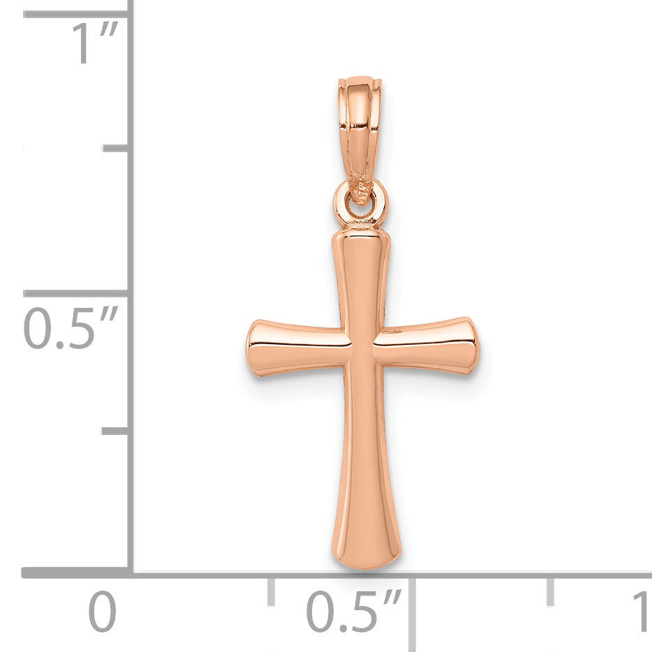 10K Rose Gold Polished Beveled Cross w/ Round Tips Charm Secondary image