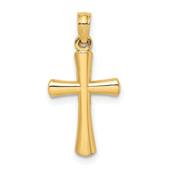 10K Polished Beveled Cross w/ Round Tips Charm