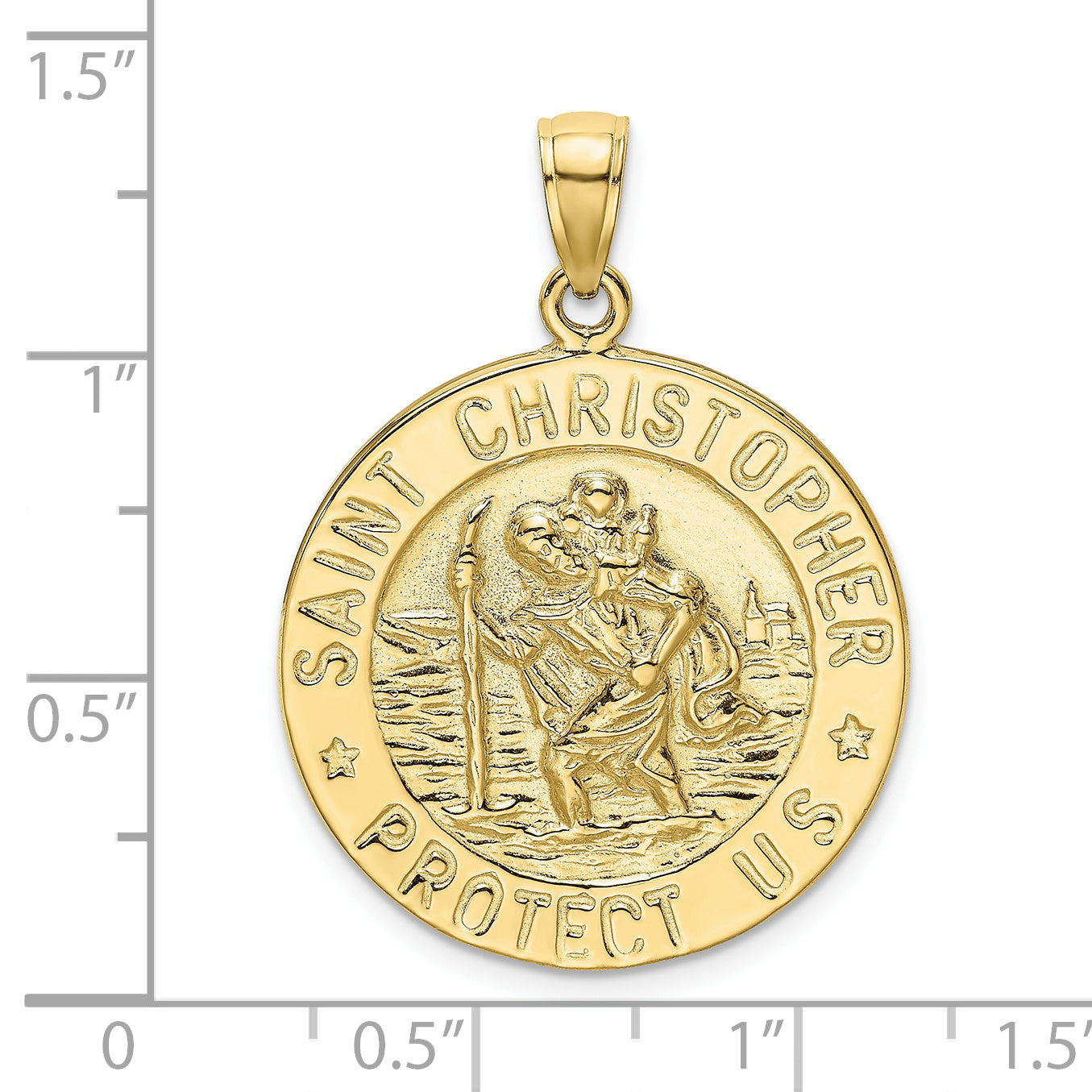 10K Polished Saint Christopher Coin Charm